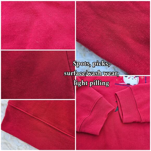 Red Christmas Collared Sweatshirt Size M Snowman Plaid Tree Poinsettia Holiday - Picture 9 of 12